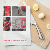 Rote Quadrate Geschirrtuch (Viertel Falte)