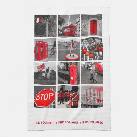 Rote Quadrate Geschirrtuch (Vertikal)
