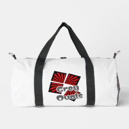 Rote Quadrate mit dem Text "Beams and Gray Ovals" Duffle Bag