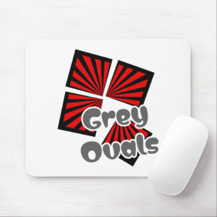 Rote Quadrate mit dem Text "Beams and Gray Ovals" Mousepad