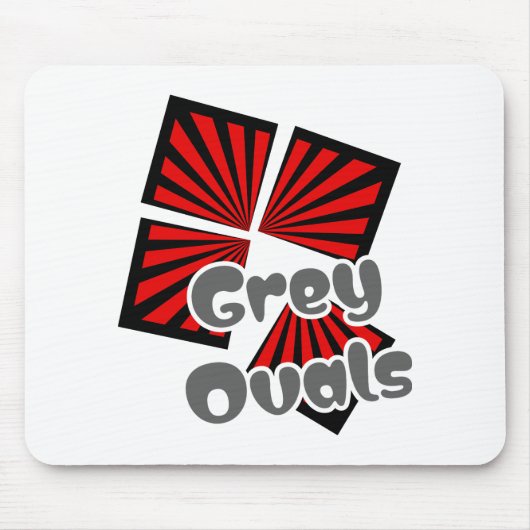 Rote Quadrate mit dem Text "Beams and Gray Ovals" Mousepad (Vorne)