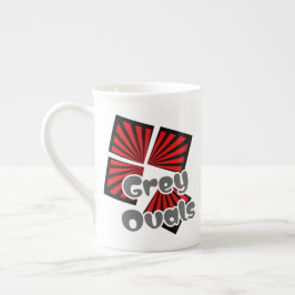 Rote Quadrate mit dem Text "Beams and Gray Ovals" Porzellantasse