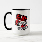 Rote Quadrate mit dem Text "Beams and Gray Ovals" Tasse (Links)