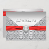 Rote Quinceanera 15. Geburtstagsparty Einladung (Vorne/Hinten)