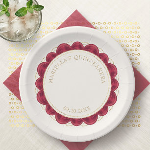 Rote Quinceanera Pappteller