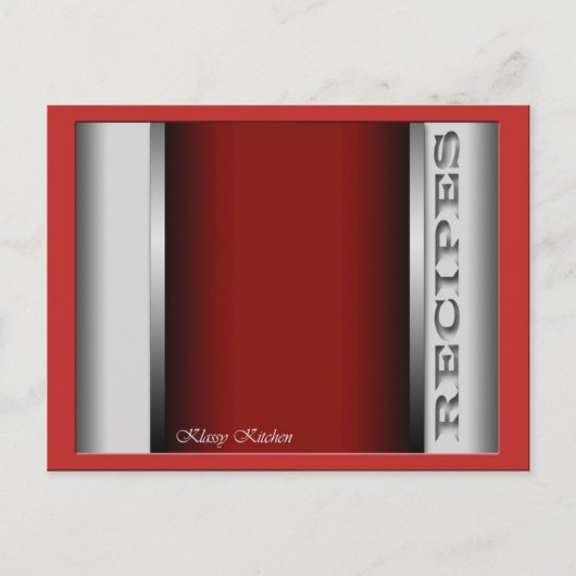 Rote, raffinierte Recipe Cards Postkarte (Vorderseite)