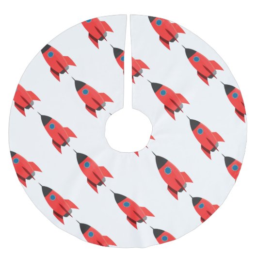 Rote Rakete Polyester Weihnachtsbaumdecke (Vorderseite)