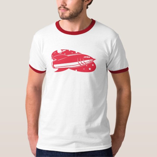 rote Rakete Retro 2 T-Shirt (Vorderseite)