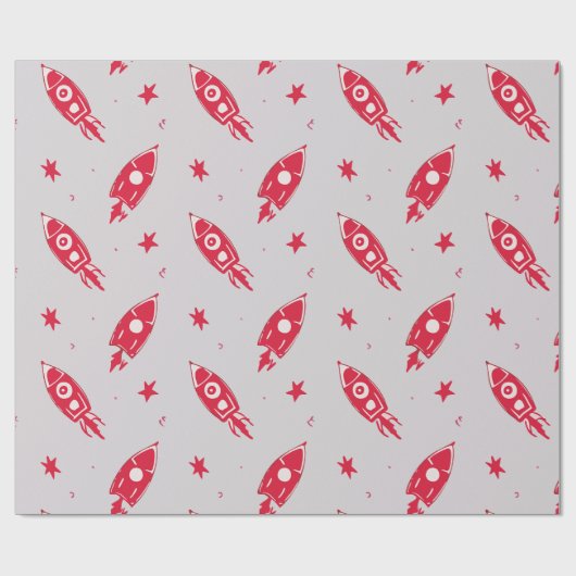 Rote Raketen Geschenkpapier (Flach)