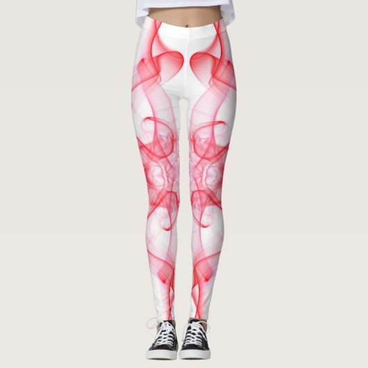Rote Rauchwolken auf Weiß Leggings (Vorderseite)