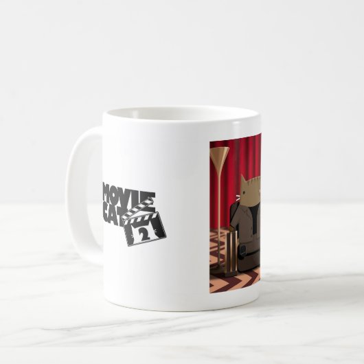 Rote Raum-Katzen Kaffeetasse (Vorderseite Links)
