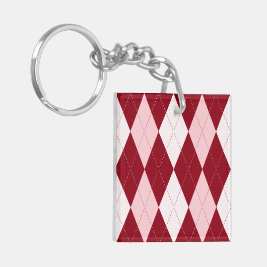 Rote Raute Crimson Pink Kleine Diamantform Schlüsselanhänger (Vorderseite links)