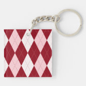 Rote Raute Crimson Pink Kleine Diamantform Schlüsselanhänger (Rückseite)