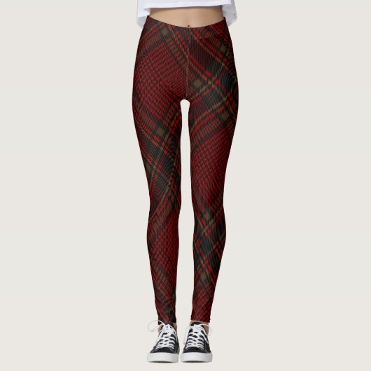 Rote Raute Glen Karo Kariertes Muster Leggings (Vorderseite)