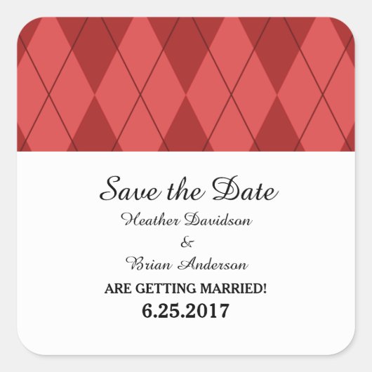 Rote Raute Save the Date Stickers (Vorderseite)