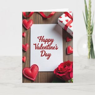 Rote realistische Valentinstagskarte Karte