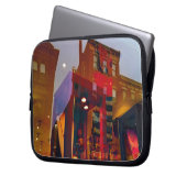Rote Reflexionen auf den Straßen Philadelphias Laptopschutzhülle (Vorderseite Links)