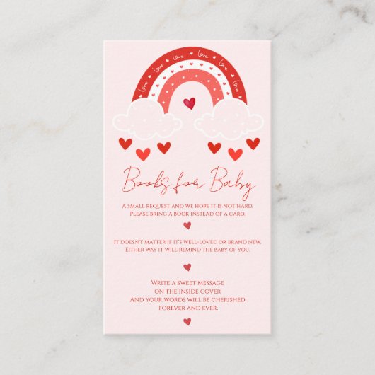Rote Regenbogen-Babyparty Begleitkarte (Vorderseite)