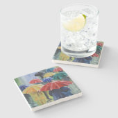 Rote Regenschirm Regenbogenregenschirme in der Steinuntersetzer (Seitenansicht)