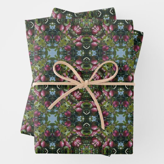 Rote reife Äpfel auf Baumkaleidoskop Geschenkpapier Set (Beispiel)