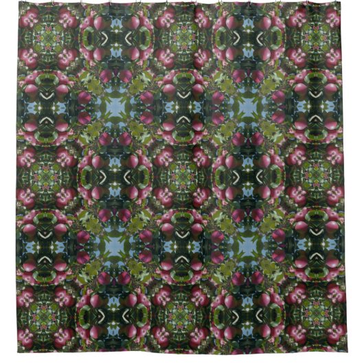 Rote reifen Äpfel auf Baum Abstrakte Kunst Duschvorhang (Vorderseite)