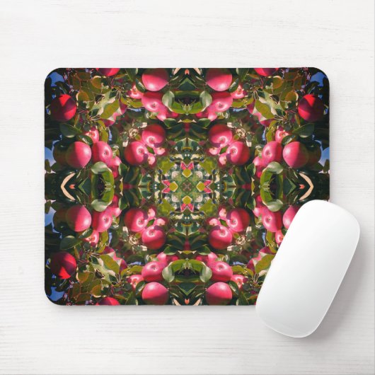 Rote reifen Äpfel auf Baum Abstrakte Natur Kunst Mousepad (Mit Mouse)