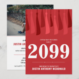 Rote Reihe von Tassels Foto Abschluss Einladung