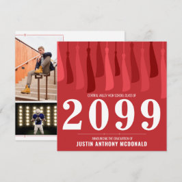 Rote Reihe von Tassels Zwei-Foto-Abschluss Einladung