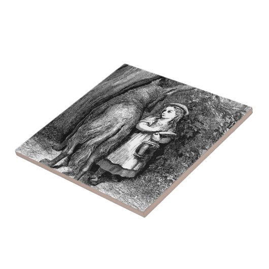 Rote Reithaube und Wolfsfantasie der Antike Fliese (Seite)