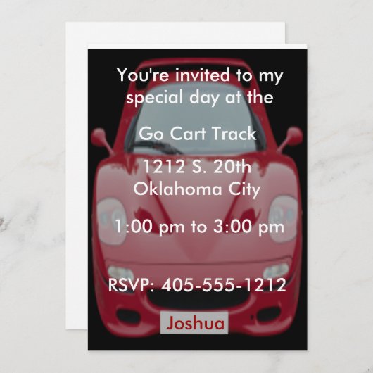 Rote Rennwagen Geburtstagseinladung Einladung (Vorne/Hinten)