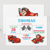 Rote Rennwagen Geburtstagseinladung Einladung (Vorne/Hinten)
