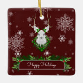 Rote Rentiere Keramik Ornament (Vorderseite)