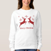 Rote Rentiere und Schneeflocken frohe Weihnachten Sweatshirt (Vorderseite)
