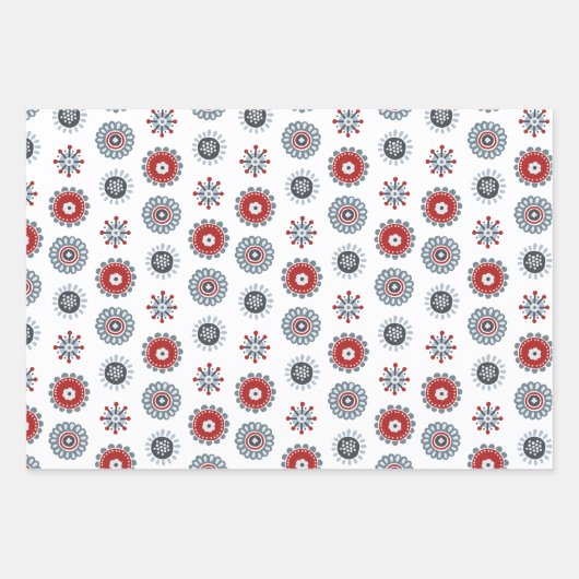 Rote Rentierfäuste und Zweige der Nordischen Volks Geschenkpapier Set (Vorderseite 2)