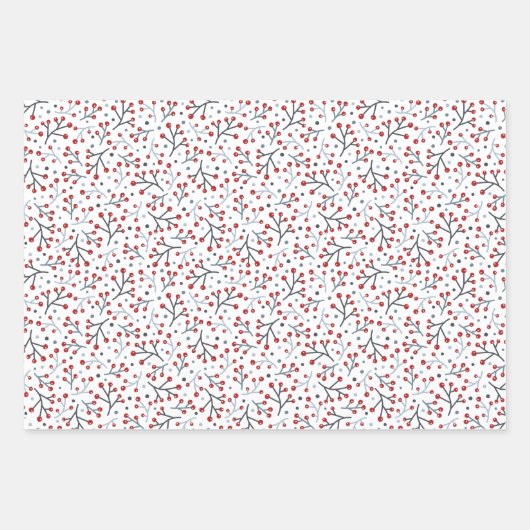 Rote Rentierfäuste und Zweige der Nordischen Volks Geschenkpapier Set (Vorderseite 3)
