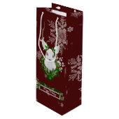 Rote Rentierweinbeutel Geschenktüte Für Weinflaschen (Vorderseite Schrägansicht)