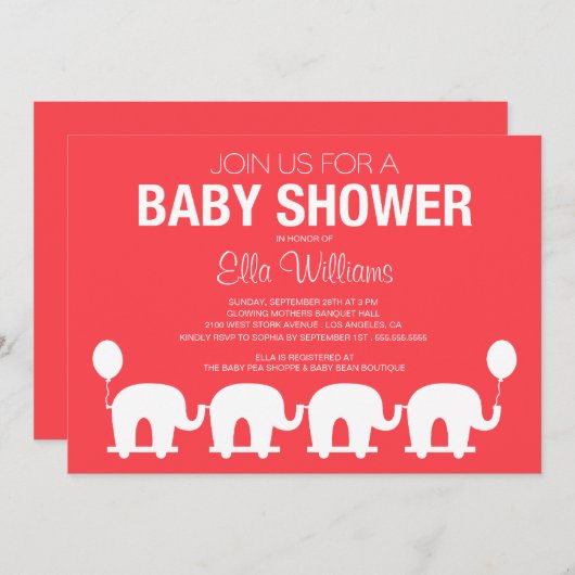 ROTE RETRO BABYPARTY-EINLADUNG DES ZIRKUS-%PIPE% EINLADUNG (Vorne/Hinten)