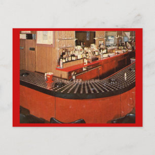 Rote Retro-Bar im Vintage-Stil Postkarte