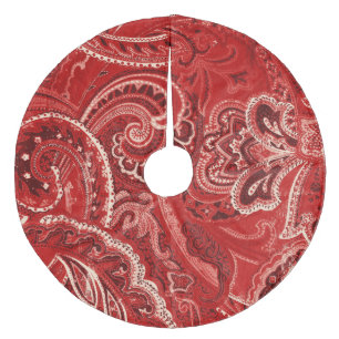 Rote Retro Paisley Bandanna/Bandana Fleece Weihnachtsbaumdecke