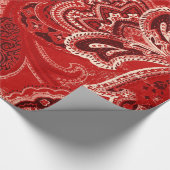 Rote Retro Paisley Bandanna/Bandana Geschenkpapier (Ecke)