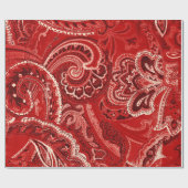 Rote Retro Paisley Bandanna/Bandana Geschenkpapier (Flach)