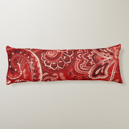 Rote Retro Paisley Bandanna/Bandana Seitenschläferkissen (Rückseite)