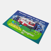 Rote Retro Reise-Anhänger-Fußmatte 24" x 6" Fußmatte (Schrägansicht)