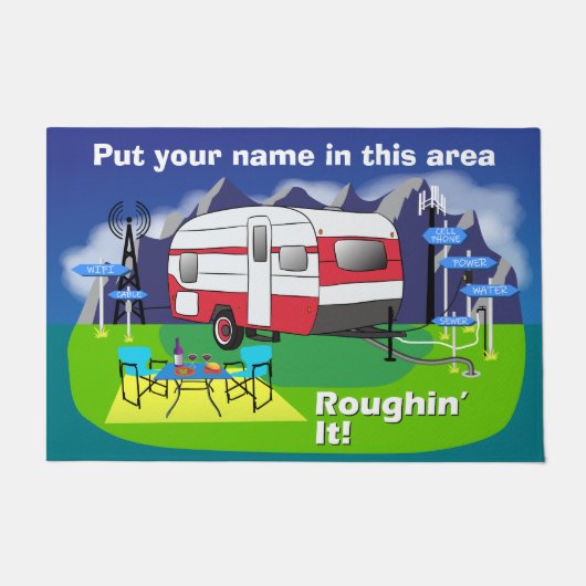 Rote Retro Reise-Anhänger-Fußmatte 24" x 6" Fußmatte (Vorderseite)