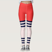 Rote Retro Streifen Leggings (Vorderseite)