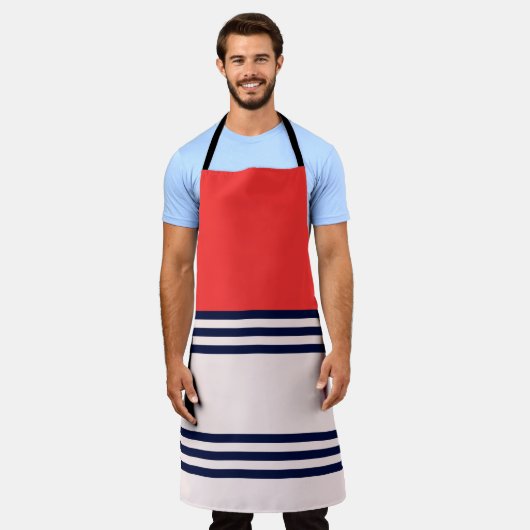 Rote Retro Streifen Schürze (Getragen)