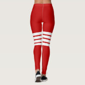 Rote Retro Streifen Streifen Streifen Streifen Str Leggings (Rückseite)