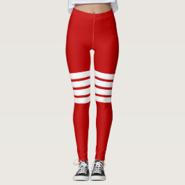Rote Retro Streifen Streifen Streifen Streifen Str Leggings
