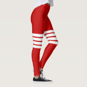 Rote Retro Streifen Streifen Streifen Streifen Str Leggings (Rechts)