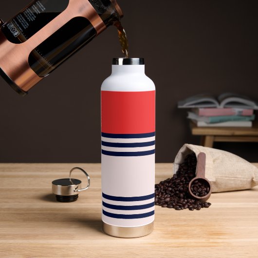 Rote Retro-Streifen Trinkflasche (Kaffee)